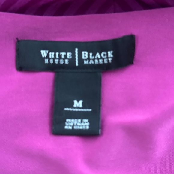 White House Black Market Purple Striped Top Short Flutter Sleeves - Picture 6 of 7